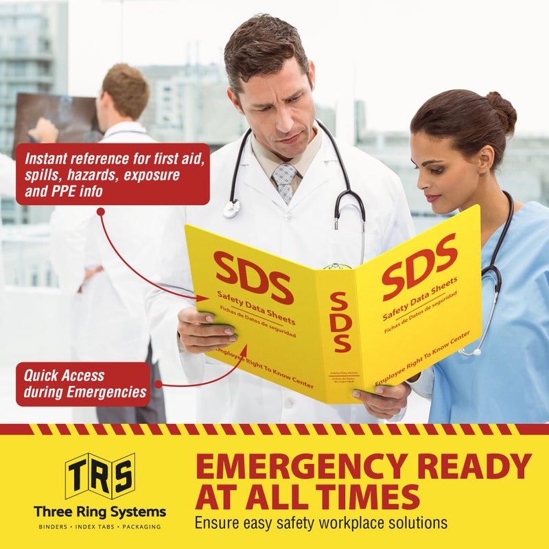 Three Ring Systems SDS Poly 3-Ring Binder 2 Inch - Bilingual English/Spanish Safety Data Sheet Binder - Heavy Duty MSDS Organizer for OSHA Compliance - Holds up to 400 SDS Sheets - Bright Yellow for High Visibility - Image 4